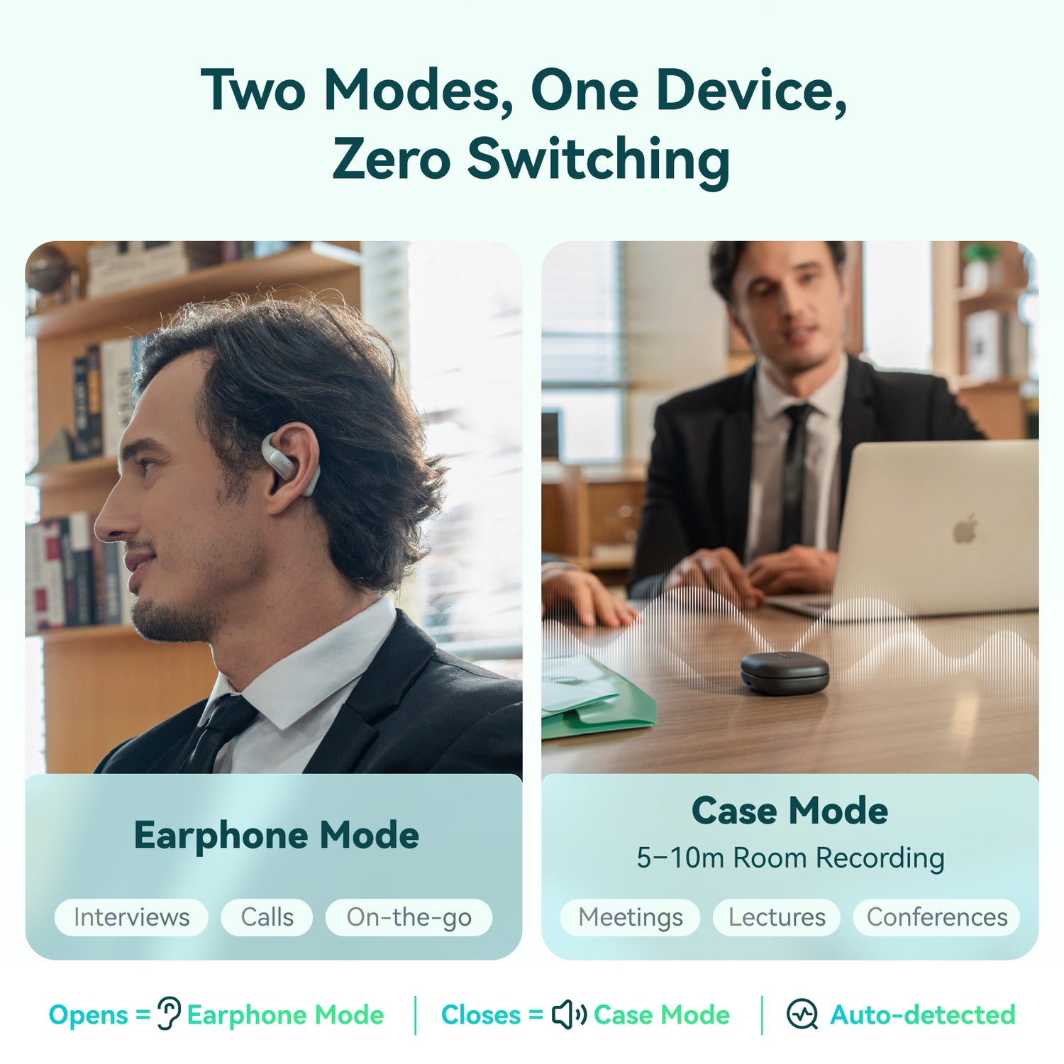 TicNote Pods Wearable AI Voice Recorder | Built-in 4G, Auto Meeting Notes, 17-Language Translation