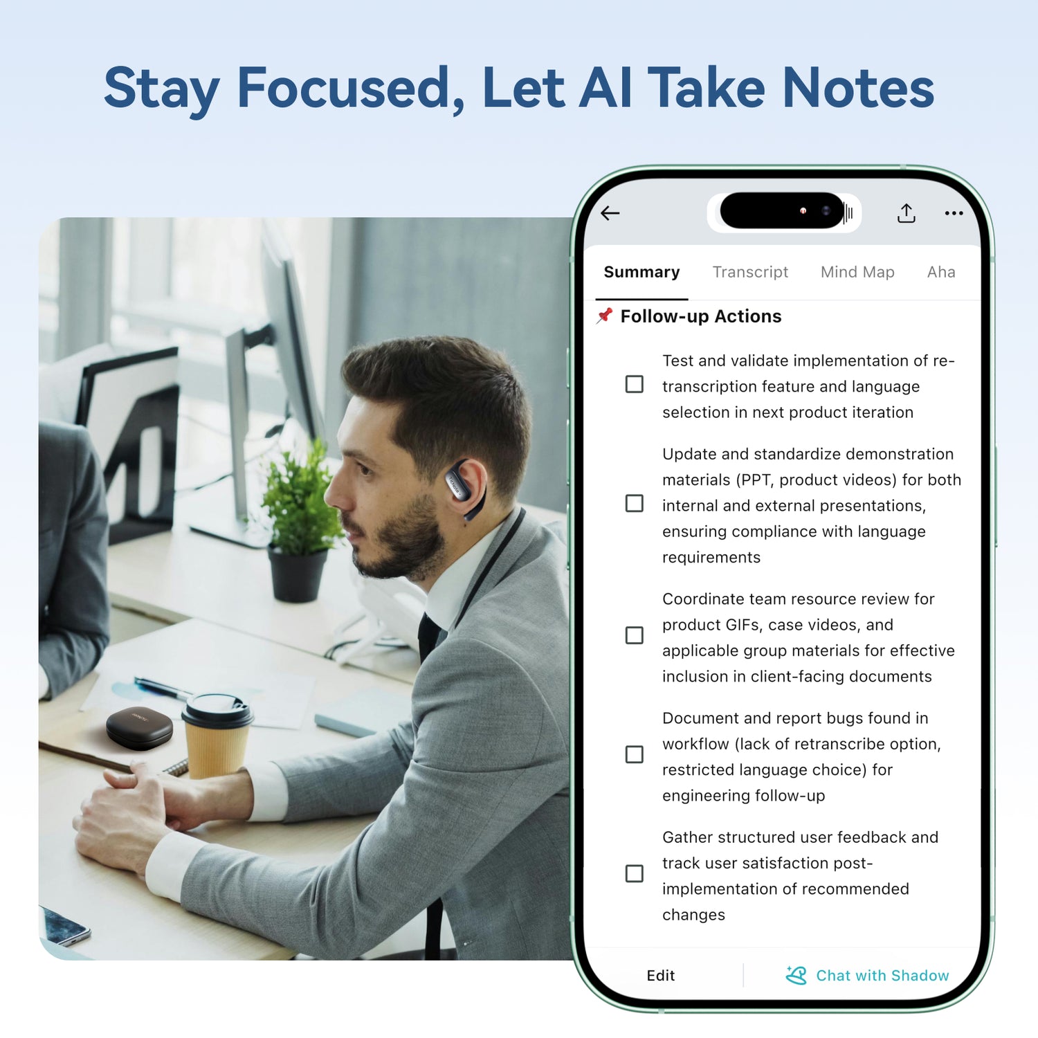 TicNote Pods AI Transcription Earbuds | WiFi Connect, Voice Recorder &amp; ENC