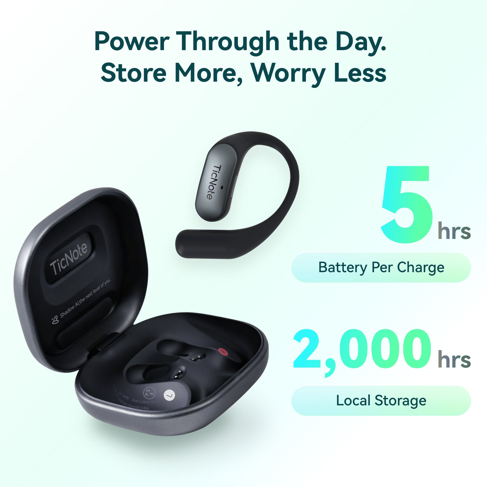 TicNote Pods Wearable AI Voice Recorder | Built-in 4G, Auto Meeting Notes, 17-Language Translation