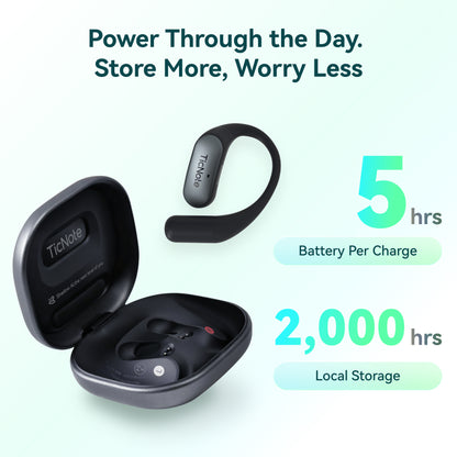 TicNote Pods Wearable AI Voice Recorder | Built-in 4G, Auto Meeting Notes, 17-Language Translation