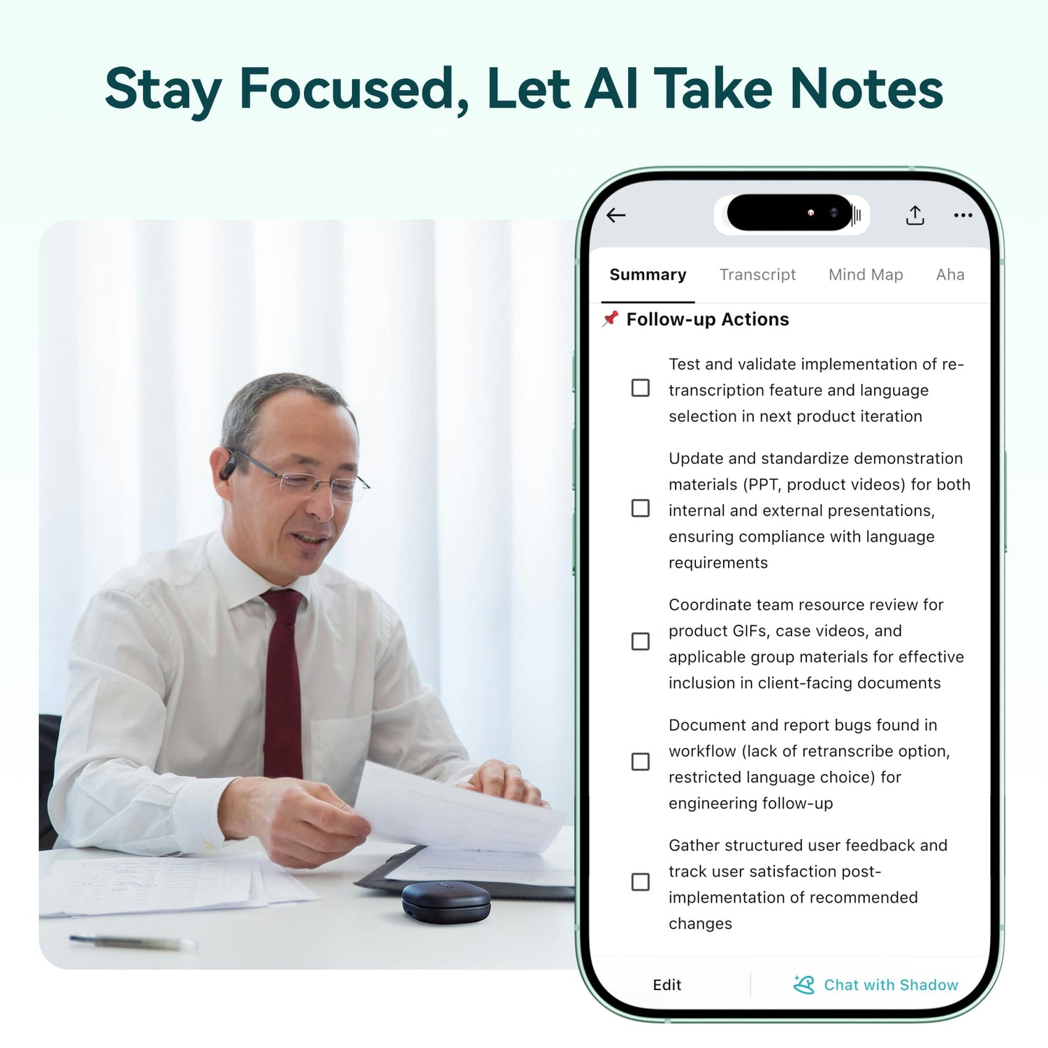 TicNote Pods 4G Wearable AI Voice Recorder | Built-in 4G, Auto Meeting Notes, 360° Omnidirectional Pickup (10m Range) &amp; ENC - Ticnote