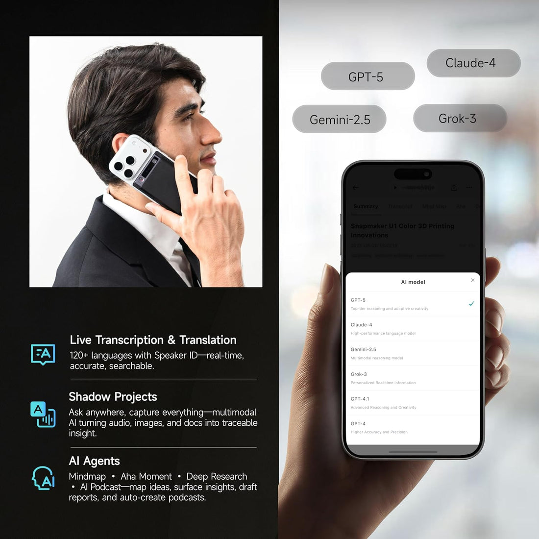 US TicNote AI Voice Recorder with Real - Time Transcribe and Summarize - Ticnote